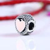 Pink Love Crystal Beads 925 Silver Charm Bracelet DIY Jewelry