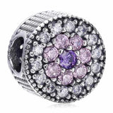 Floral Crystal Beads 925 Sterling Silver Charm Bracelet DIY Jewelry