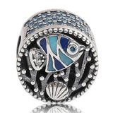 Ocean Life Fish Shell Beads Sterling Silver Charm Bracelet DIY Jewelry