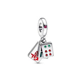 S925 Sterling Silver Rabbit Year Mahjong Fuzi Love Red Bag Beads