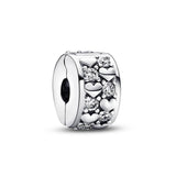 925 Silver Love Charm Crystal Zircon Clip Bead for Bracelets
