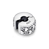 925 Silver Love Charm Crystal Zircon Clip Bead for Bracelets