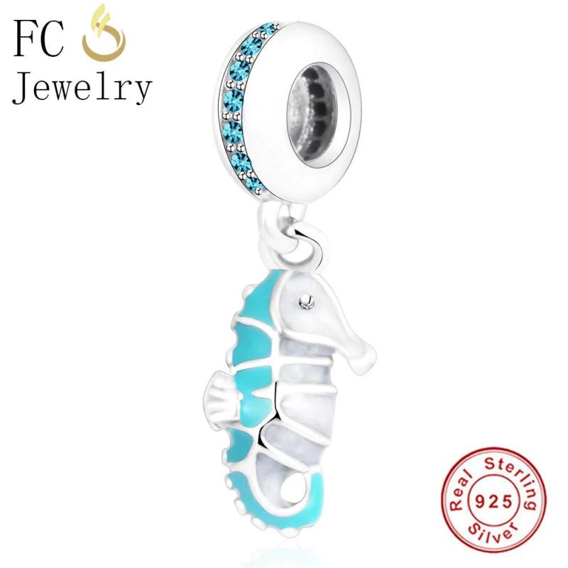 925 Silver Sea Horse Dolphin Pendant for Pan Charms Bracelet