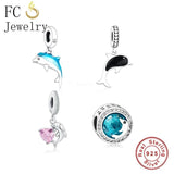 925 Silver Sea Horse Dolphin Pendant for Pan Charms Bracelet