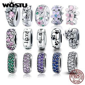 925 Silver Zirong Spring Beads Charms Pendant for Bracelets DIY Jewelry Gift