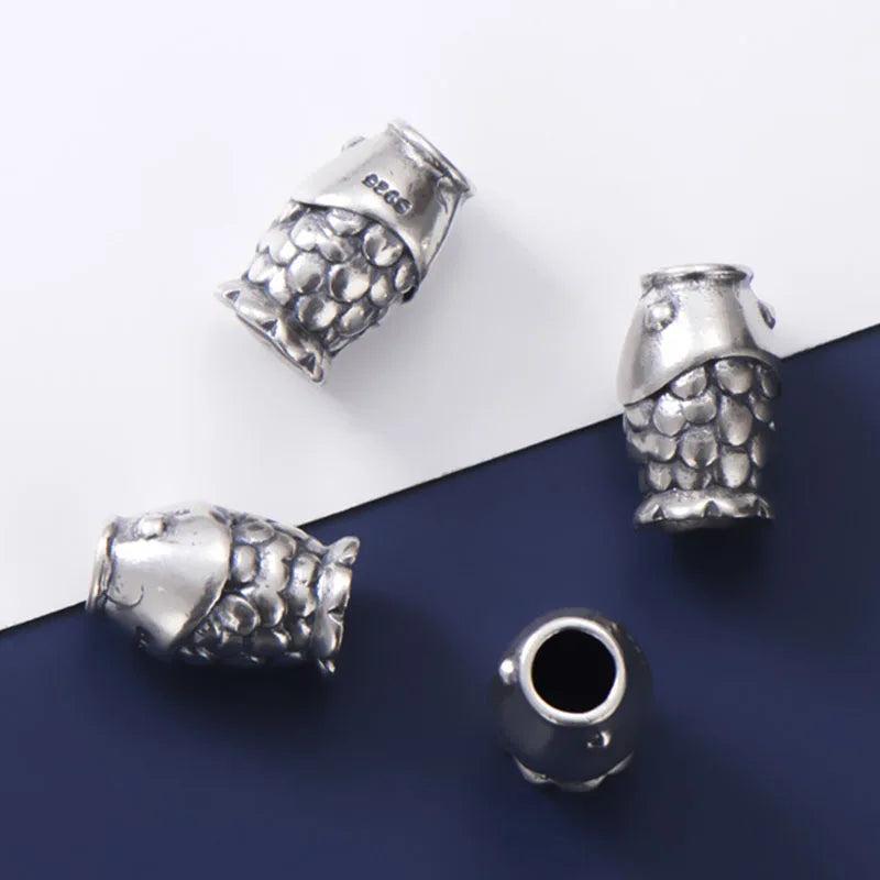 925 Silver Vintage Fish Tube Spacer Beads Large Hole Charm Beads