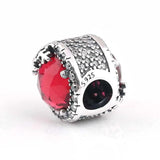 Snowflake Clear & Cerise Crystal Beads 925 Silver Charm Bracelet Bangle