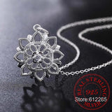Vintage Crystal Flower Statement Pendant Necklace 925 Sterling Silver Jewelry