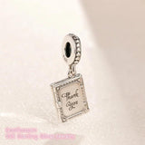 Family Book Dangle Charm 925 Sterling Silver for Bracelets