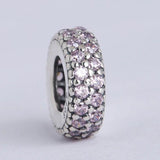Spring Collection 925 Sterling Silver Spacer Charm with Pink Zircon