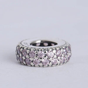 Spring Collection 925 Sterling Silver Spacer Charm with Pink Zircon