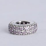 Spring Collection 925 Sterling Silver Spacer Charm with Pink Zircon