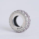 Spring Collection 925 Sterling Silver Spacer Charm with Pink Zircon