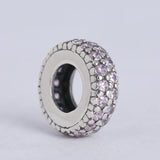 Spring Collection 925 Sterling Silver Spacer Charm with Pink Zircon