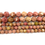 Red Rhodochrosite Faceted Round Stone Beads for Jewelry Making