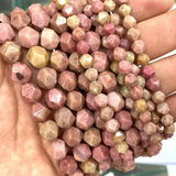 Red Rhodochrosite Faceted Round Stone Beads for Jewelry Making