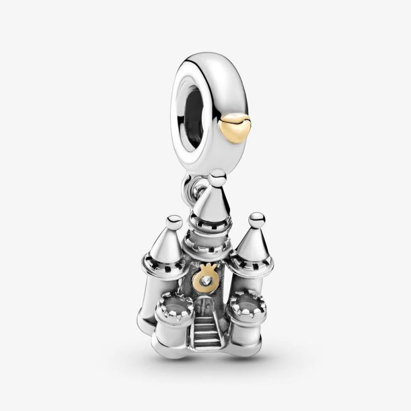 925 Sterling Silver Castle Pendant Charm for Bracelet & Necklace