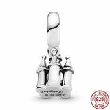 925 Sterling Silver Castle Pendant Charm for Bracelet & Necklace