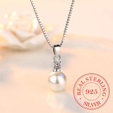 925 Silver Crystal Zircon Pearl Pendant Choker Necklace for Women