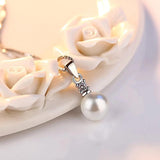 925 Silver Crystal Zircon Pearl Pendant Choker Necklace for Women