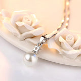 925 Silver Crystal Zircon Pearl Pendant Choker Necklace for Women