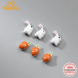 TrustDavis 999 Sterling Silver Carrot Rabbit Beads DIY Fit Bracelet Necklace