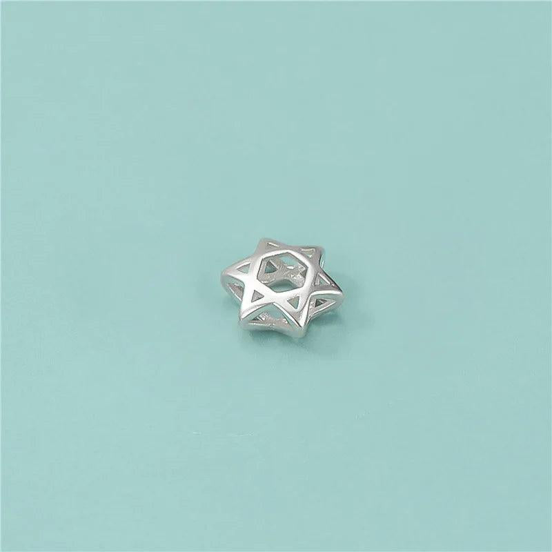 TrustDavis 925 Silver Star Spacer Beads DIY Fit Bracelet Necklace Jewelry