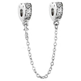 Sparkling Love Hearts Safety Chain Charm for Bracelet
