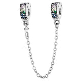 Sparkling Love Hearts Safety Chain Charm for Bracelet