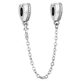 Sparkling Love Hearts Safety Chain Charm for Bracelet