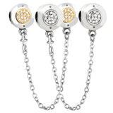 Two-tone Logo Signature Crystal Charm DIY Jewelry 925 Sterling Silver Bracelet