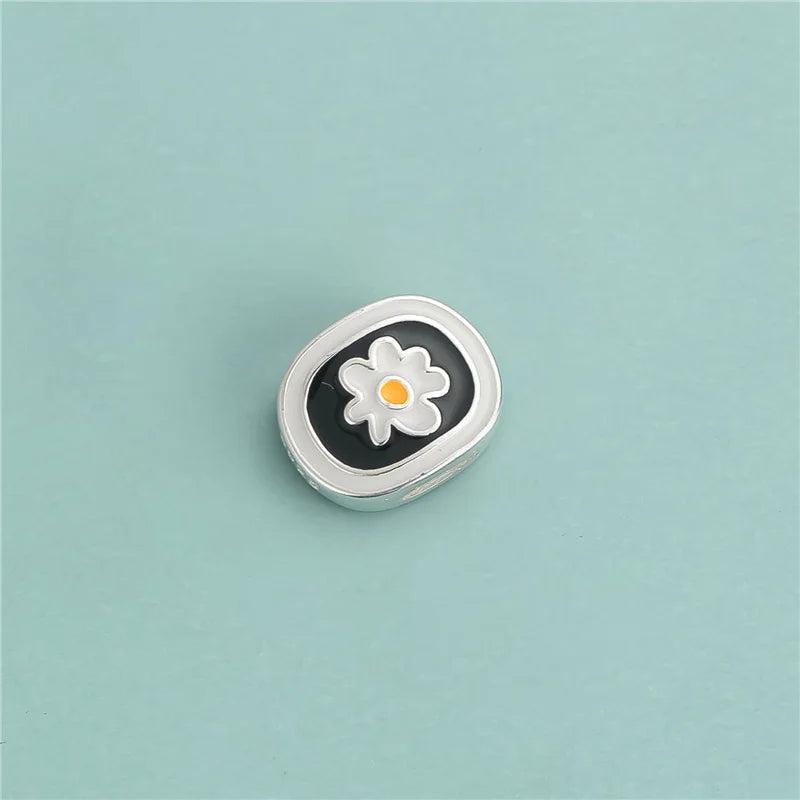 925 Sterling Silver Plumeria Flower Charm Bead for Necklace Bracelet DIY