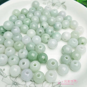 10PC Natural Emerald Jadeite Macroporous Ball Beads DIY Bangle Charm Jewellery