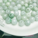 10PC Natural Emerald Jadeite Macroporous Ball Beads DIY Bangle Charm Jewellery