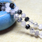 Rutilated Quartz Faceted Round Spacer Beads for DIY Bracelet