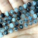 Rutilated Quartz Faceted Round Spacer Beads for DIY Bracelet