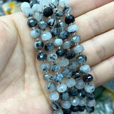 Rutilated Quartz Faceted Round Spacer Beads for DIY Bracelet