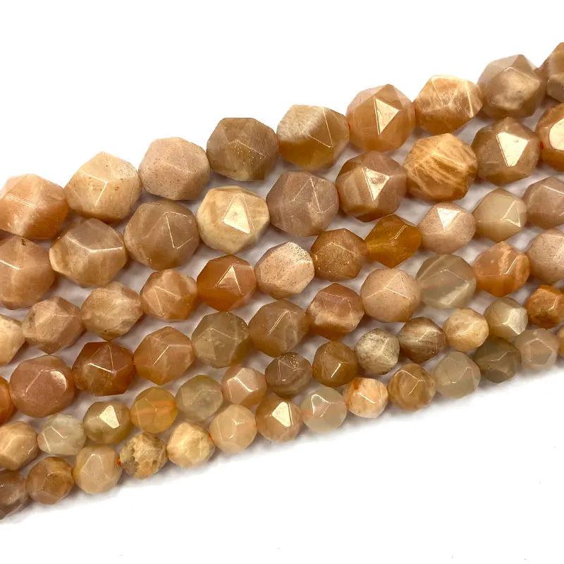 Orange Sunstone Faceted Round Spacer Beads for Jewelry Making DIY