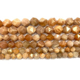 Orange Sunstone Faceted Round Spacer Beads for Jewelry Making DIY