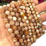 Orange Sunstone Faceted Round Spacer Beads for Jewelry Making DIY