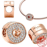 Sparkling Round Cutout Pav? & Heart Anniversary Charm Bracelet