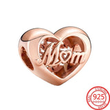 925 Silver Rose Heart Thank You Mum Charm Bracelet Mother Gift