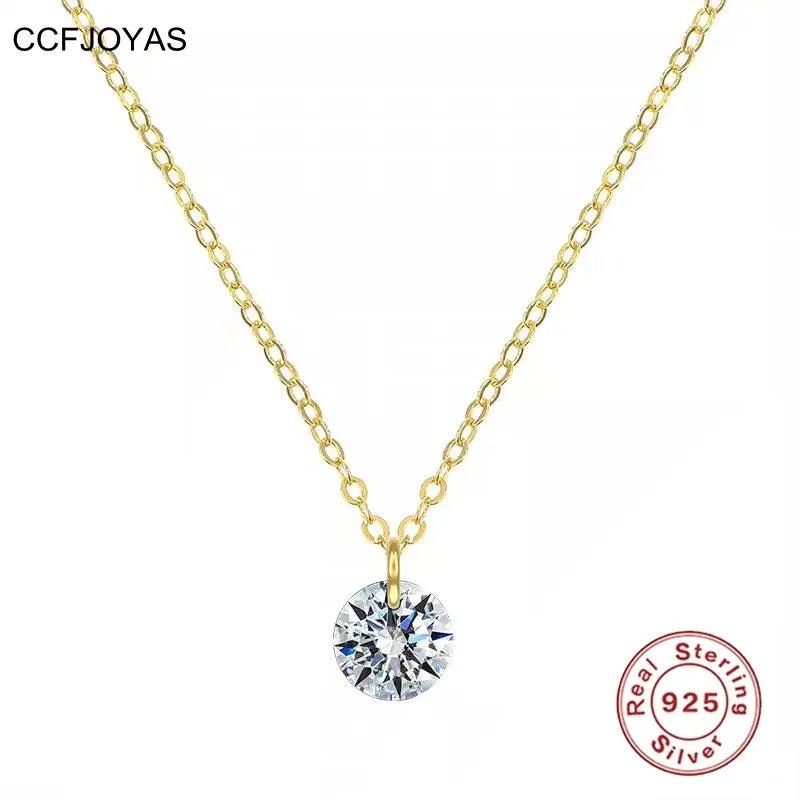 Zircon Necklace 925 Silver Plated 14k Chain Jewelry Gift