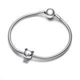 925 Silver Cat & Bow Charm Beads for Bracelets DIY Woman Charms