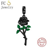 925 Silver Rose Flower Beads for Charm Bracelet
