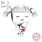 925 Silver European Grandpa Girl Skull Bead for Charm Bracelet