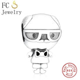 925 Silver European Grandpa Girl Skull Bead for Charm Bracelet