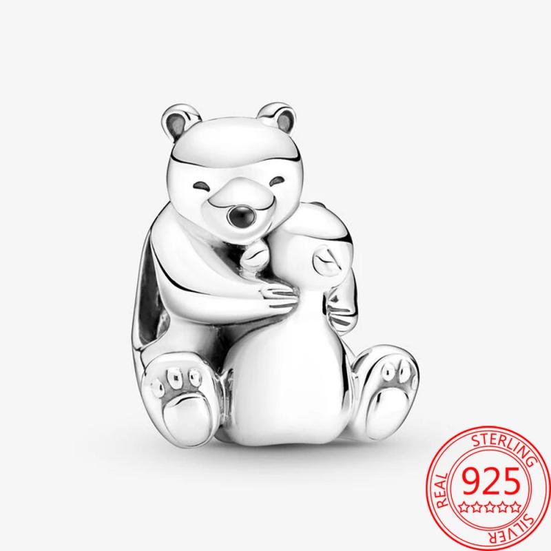 925 Silver Polar Bear Parent-Child Charm for Bracelet & Necklace