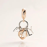 925 Sterling Silver Charm Rose Family Pendant Beads DIY Jewelry
