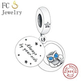 925 Silver Dad Baby Son Owl Eye Bead Pendant Charm Fit Bracelet